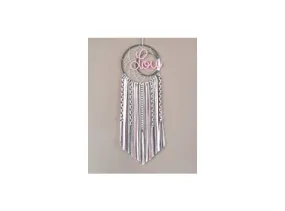 Attrape rêves prénom personnalisable, rose, blanc anthracite