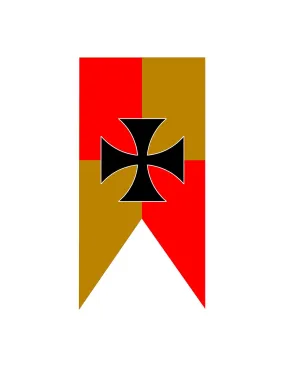 Bannière Médiévale Caserne Jaune-Rouge Croix des Templiers ⚔️ Boutique Épées
