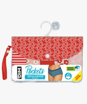 boxers en coton stretch confort femme (lot de 5) - les pockets dim rouge shorties