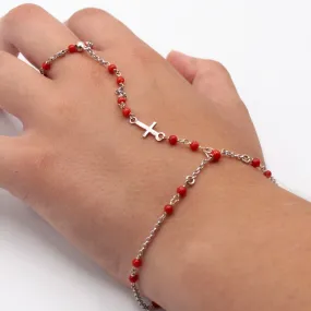 Bracelet argent 92.5 Corail rouge
