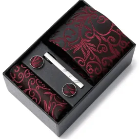 Coffret Cravate Arabesque Rouge Profond CRV54