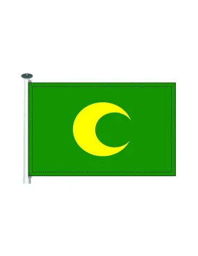 Drapeau de demi-lune jaune Moros sur fond vert ⚔️ Boutique Épées