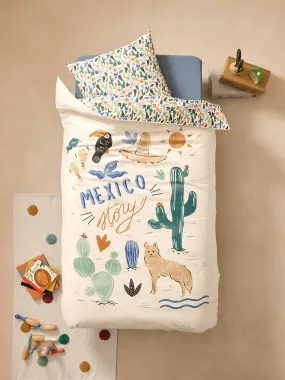 Parure housse de couette + taie d'oreiller MEXICO STORY, avec coton recyclé multicolore - Vertbaudet