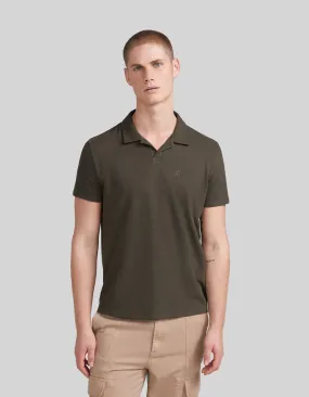 Polo kaki maille micro nid d'abeille Homme