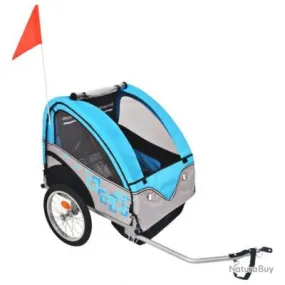 Remorque de vélo pour enfants gris et bleu 30 kg 02_0004488