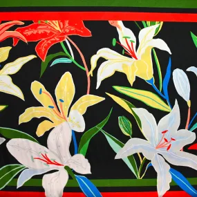 Satin polyester sergé iris sauvage bande rouge