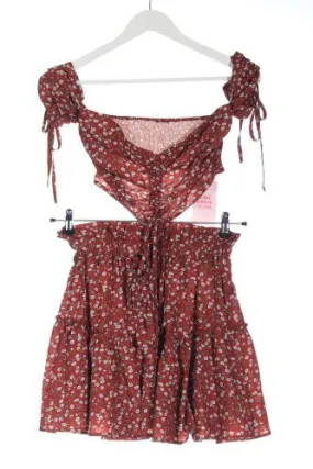 SheIn Ensemble tissé rouge-blanc imprimé allover style décontracté