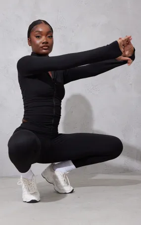 Tall Veste de sport style Sculpt Luxe brossée noire à devant froncé et zip