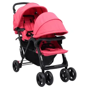 vidaXL Poussette à deux places Rouge Acier | vidaxl-fr